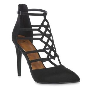SM New York Eliza Black Cage Dress Pumps